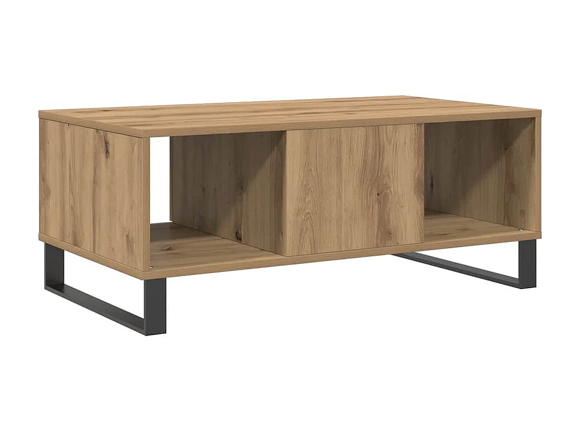 Salontafel 90x50x36,5 cm bewerkt hout artisanaal eikenkleurig