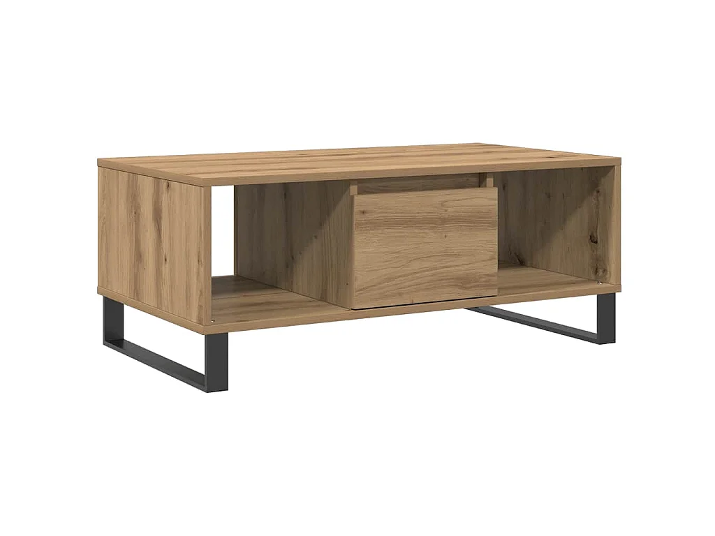 Salontafel 90x50x36,5 cm bewerkt hout artisanaal eikenkleurig