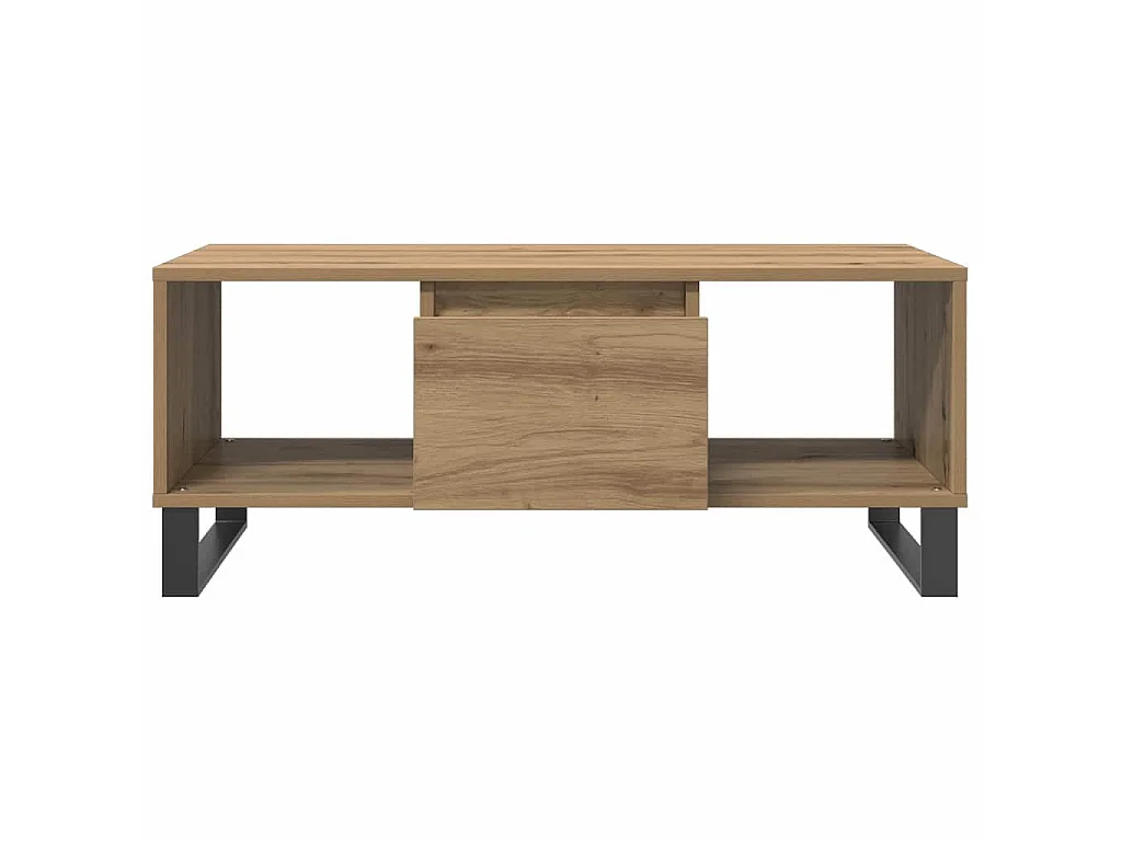 Table basse chêne artisanal 90x50x36,5 cm bois d'ingénierie