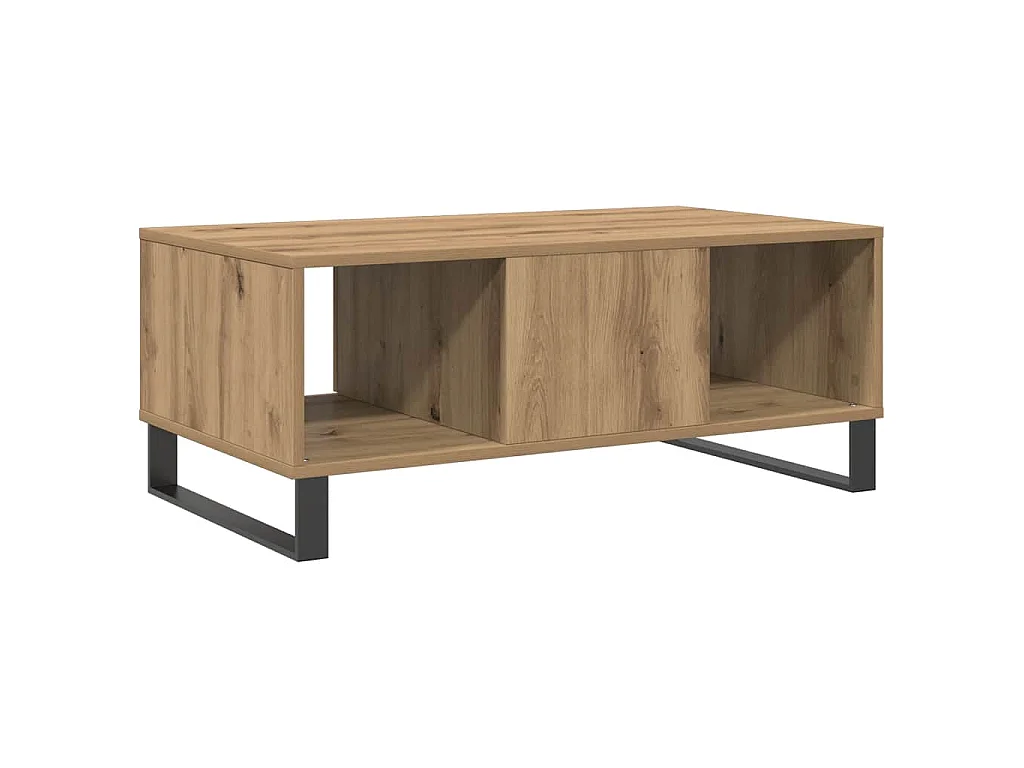 Table basse chêne artisanal 90x50x36,5 cm bois d'ingénierie