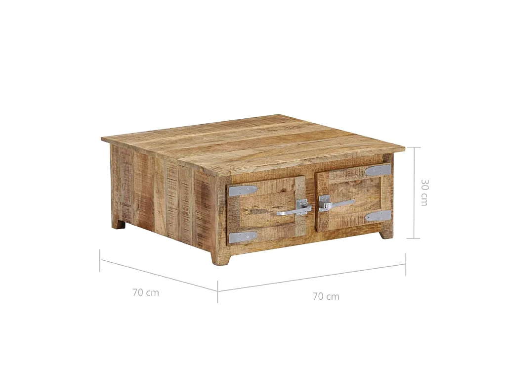 Tavolino da Salotto 70x70x30 cm in Legno Massello di Mango