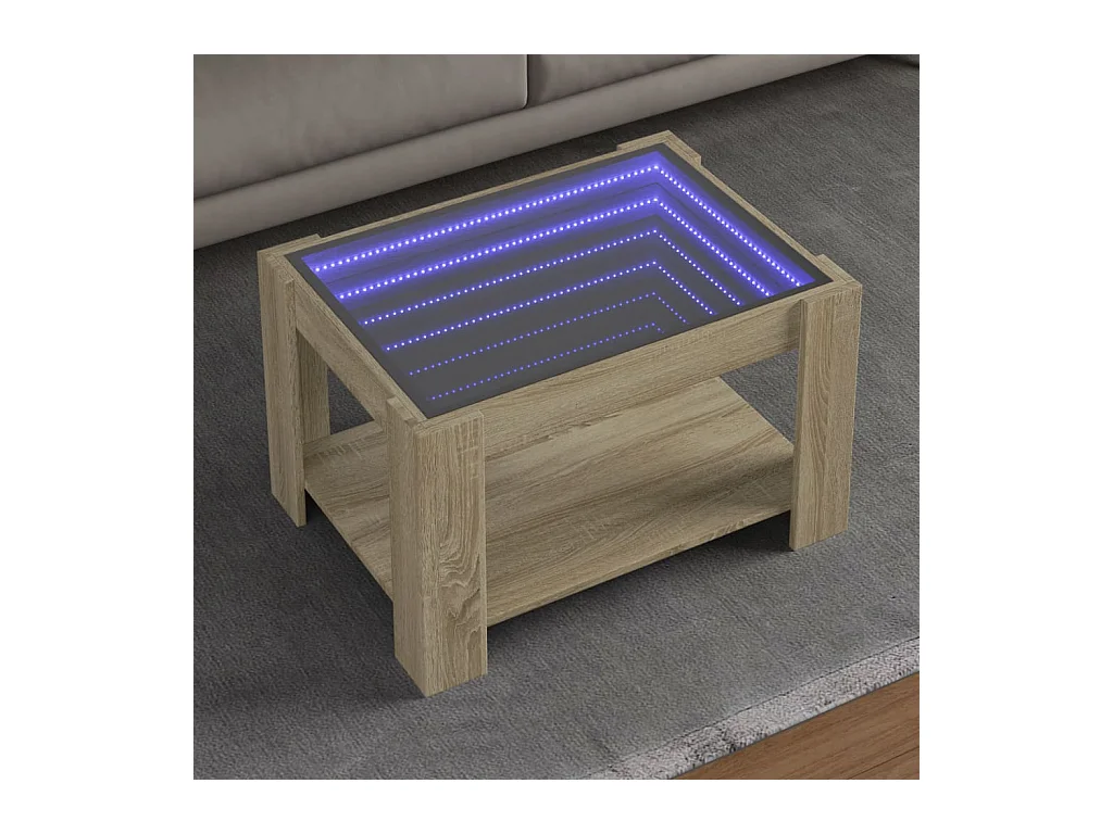 Table basse avec LED chêne sonoma 73x53x45 cm bois d'ingénierie