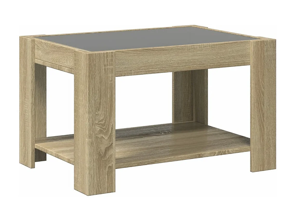 Salontafel met LED 73x53x45 cm bewerkt hout sonoma eikenkleurig