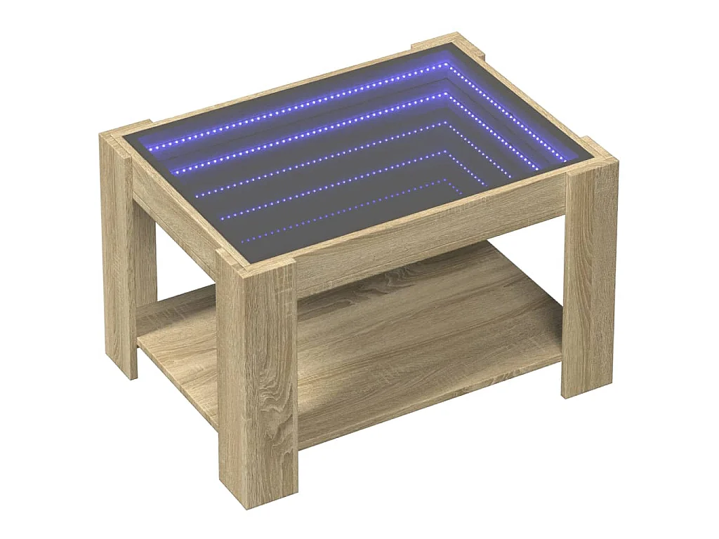 Salontafel met LED 73x53x45 cm bewerkt hout sonoma eikenkleurig