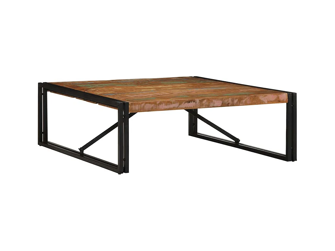 Table basse multicolore 100x100x35 cm bois récupération massif