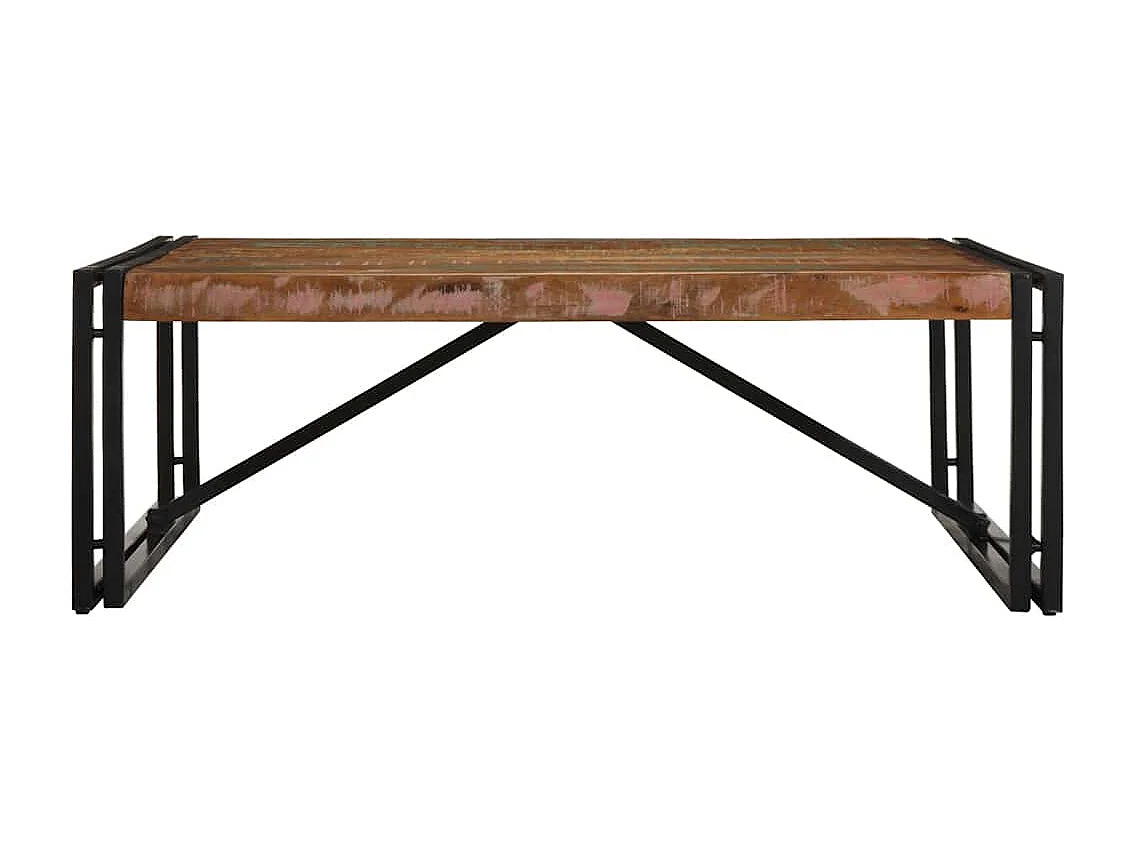 Table basse multicolore 100x100x35 cm bois récupération massif