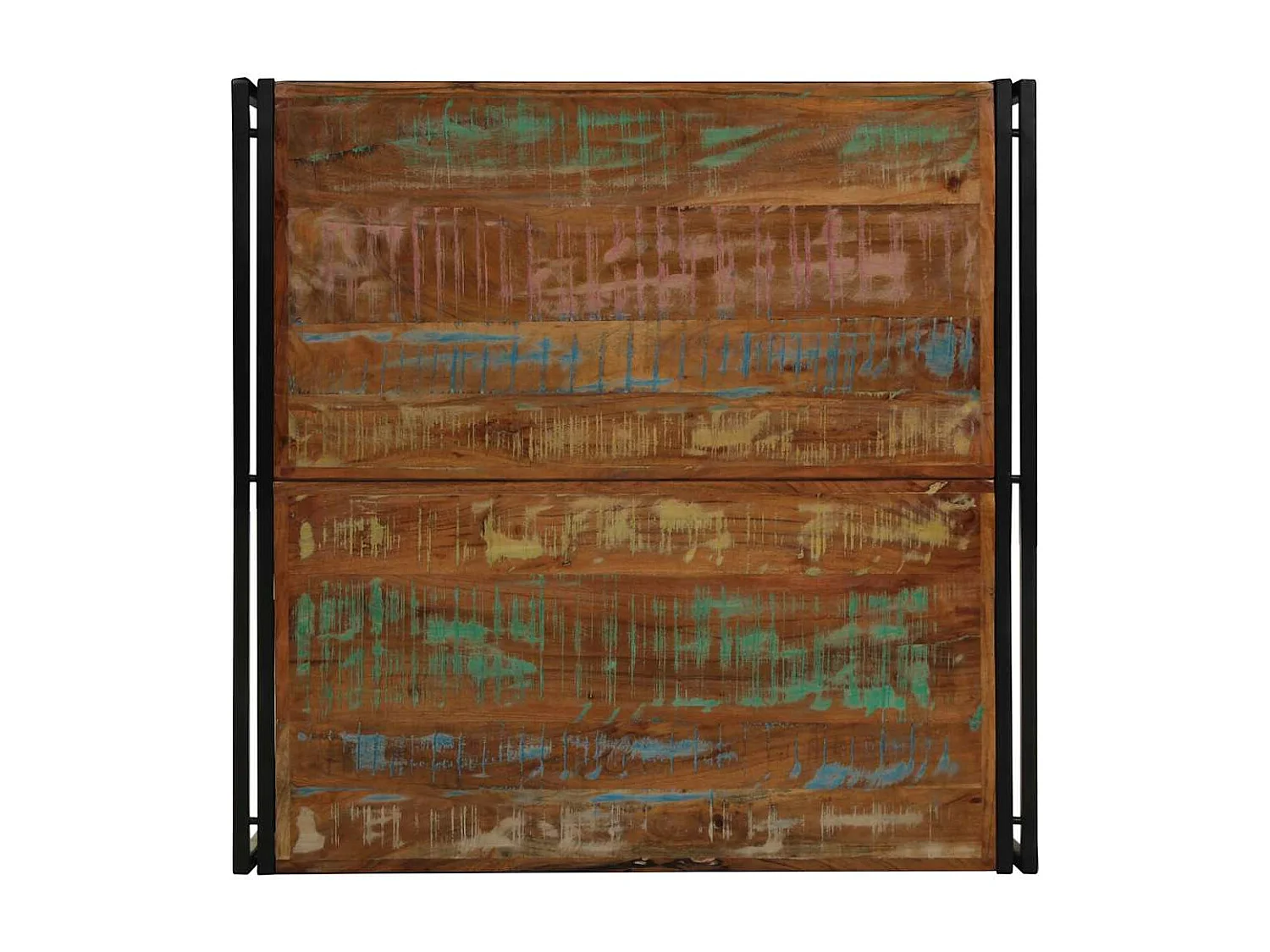 Table basse multicolore 100x100x35 cm bois récupération massif