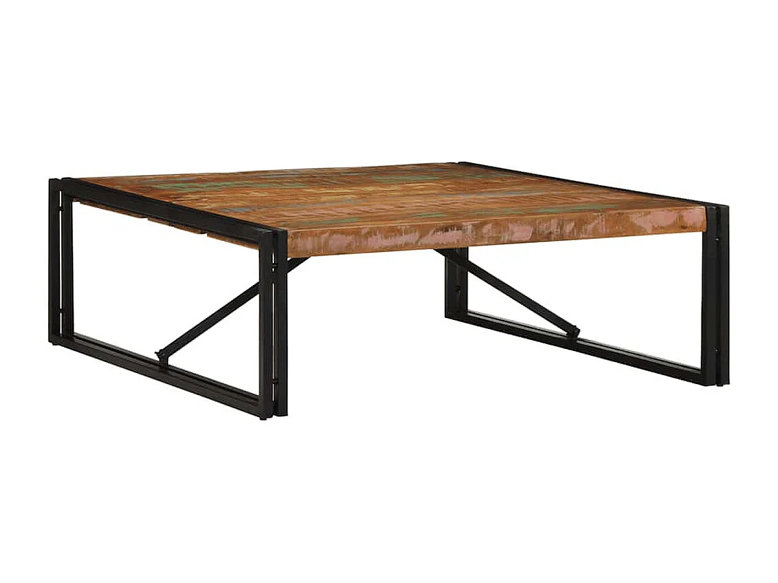 Table basse multicolore 100x100x35 cm bois récupération massif