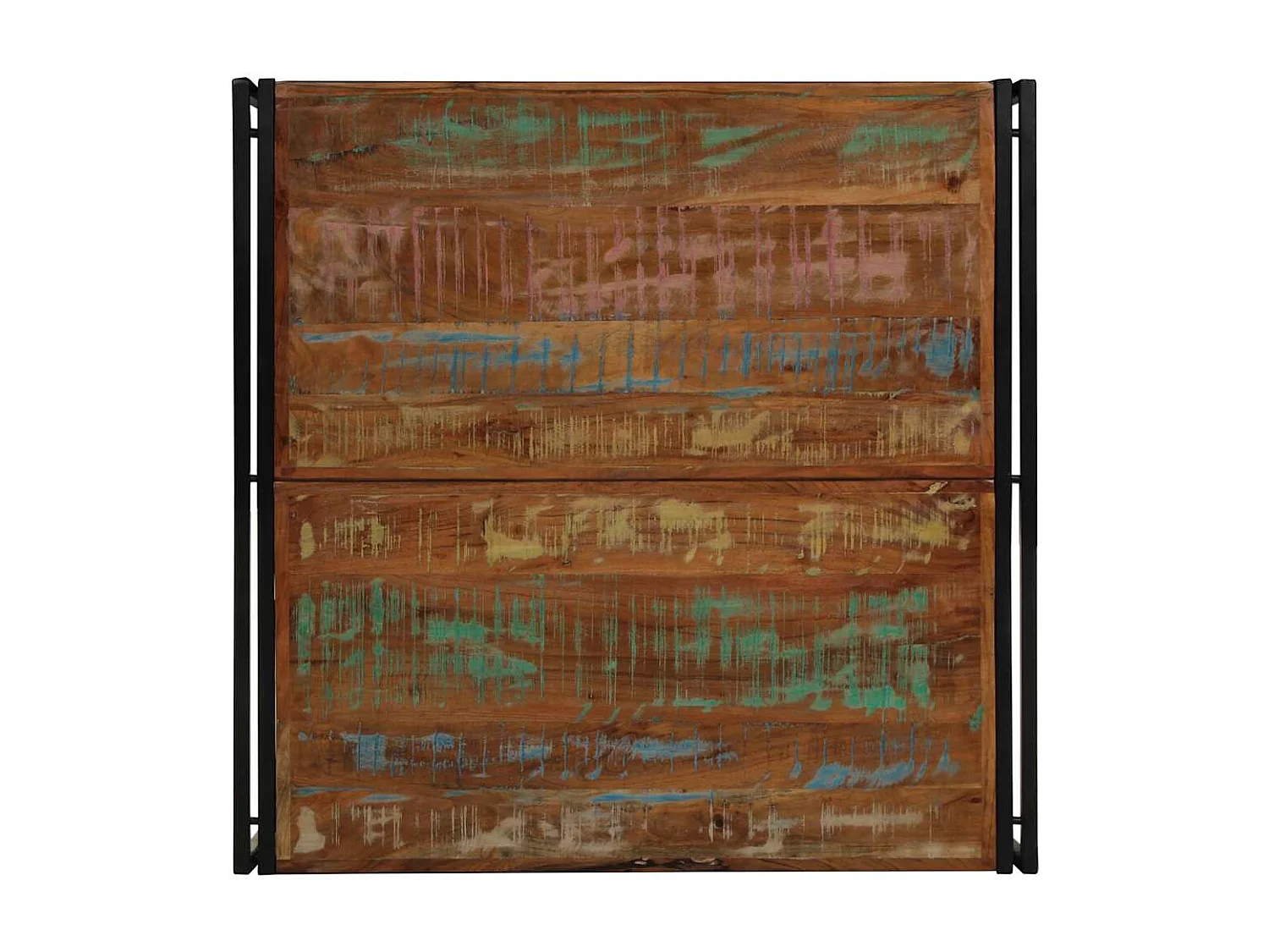 Table basse multicolore 100x100x35 cm bois récupération massif
