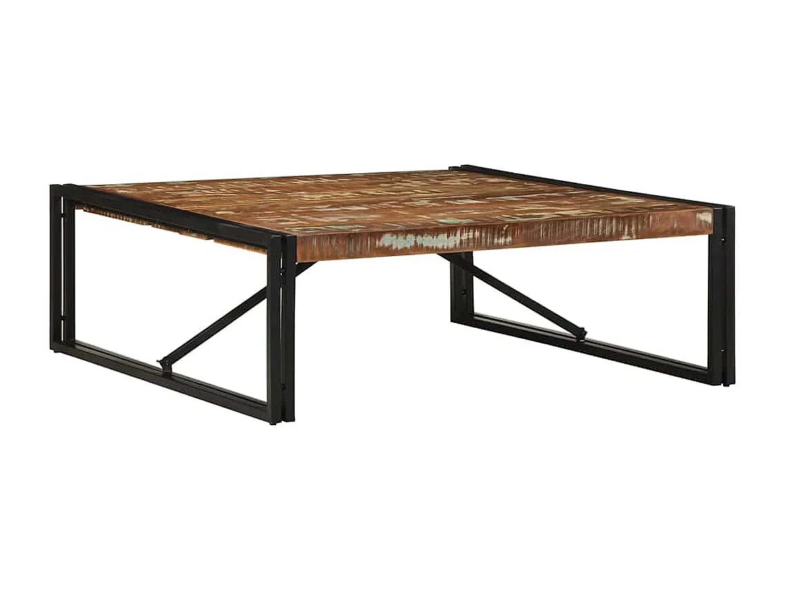 Table basse multicolore 100x100x35 cm bois récupération massif