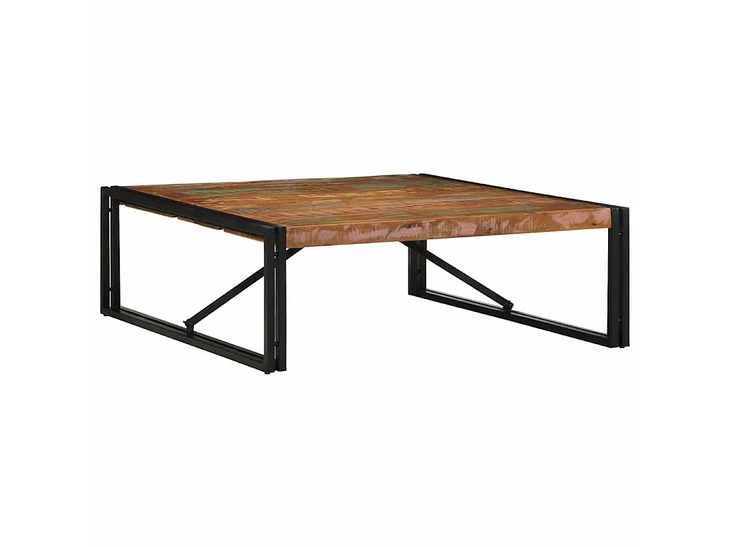 Table basse multicolore 100x100x35 cm bois récupération massif