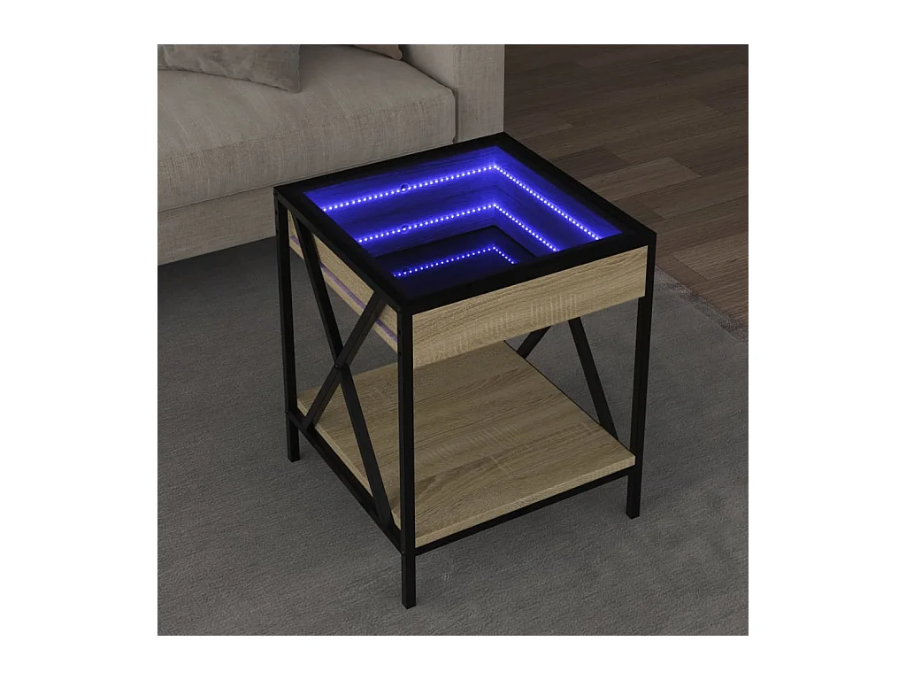 Table basse avec LED Infinity chêne sonoma 40x40x49 cm