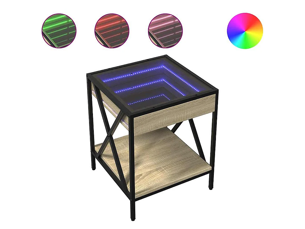 Salontafel met Infinity LED 40x40x49 cm sonoma eikenkleurig