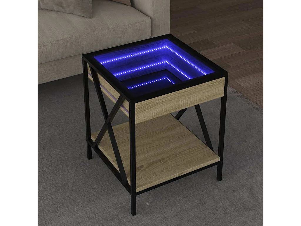 Salontafel met Infinity LED 40x40x49 cm sonoma eikenkleurig