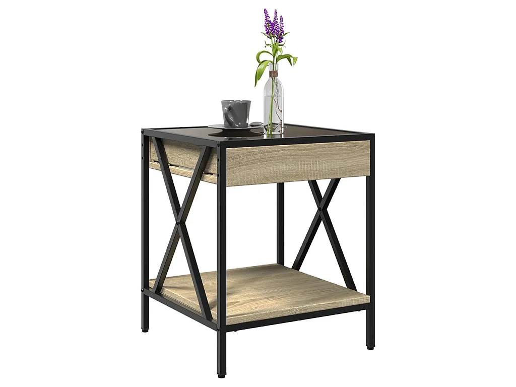 Salontafel met Infinity LED 40x40x49 cm sonoma eikenkleurig