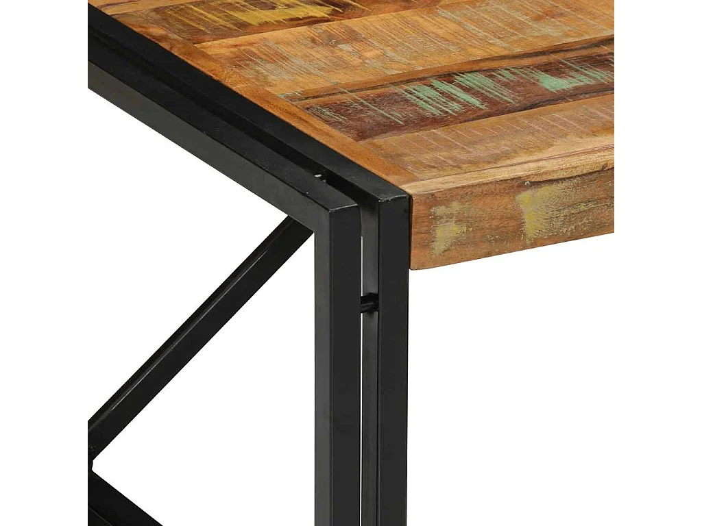Table basse multicolore 80x80x35 cm bois de récupération massif