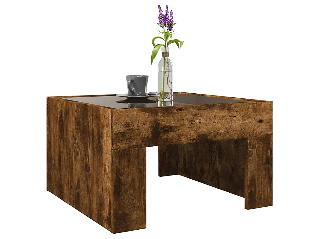 Table basse avec LED infini chêne fumé 50x50x30 cm