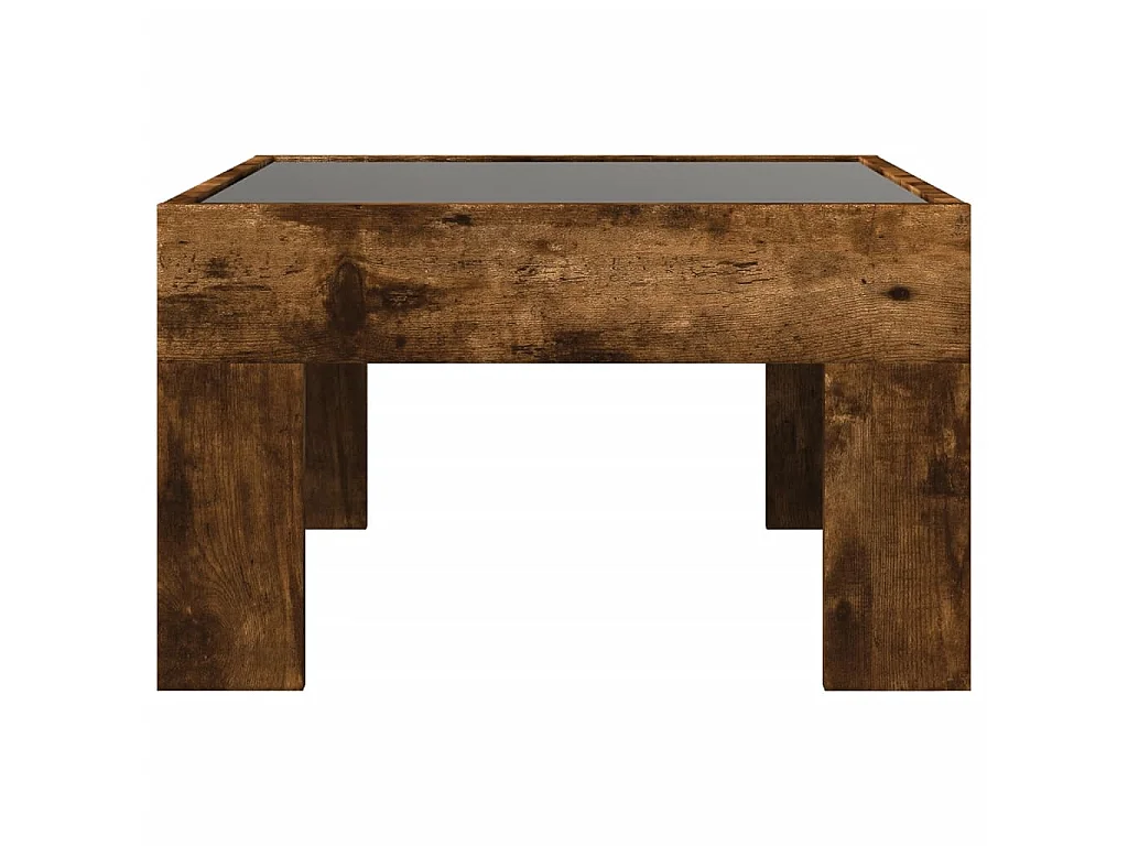 Table basse avec LED infini chêne fumé 50x50x30 cm