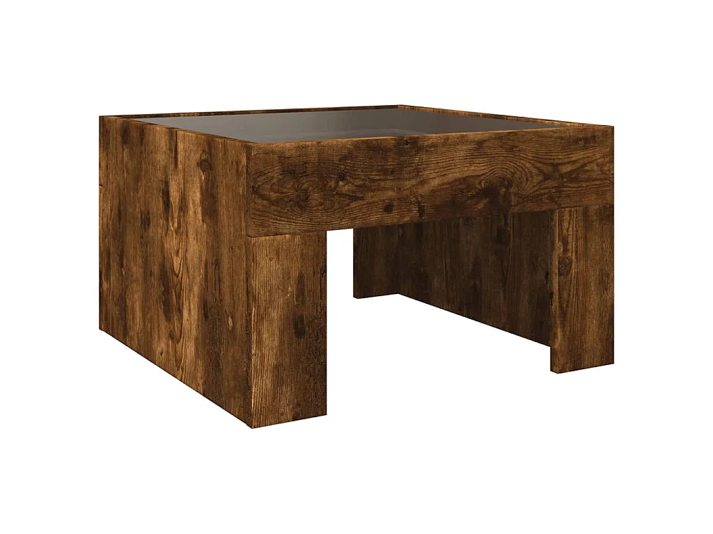 Table basse avec LED infini chêne fumé 50x50x30 cm