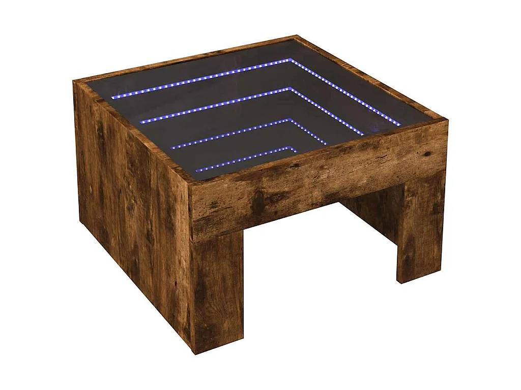 Table basse avec LED infini chêne fumé 50x50x30 cm