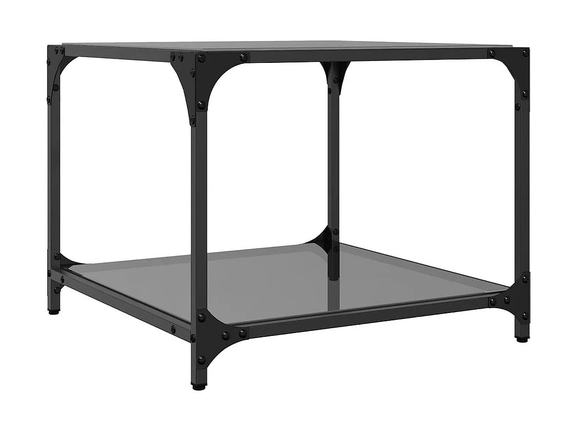 Couchtische mit Glasplatte 2 Stk. Schwarz 50x50x40 cm Stahl