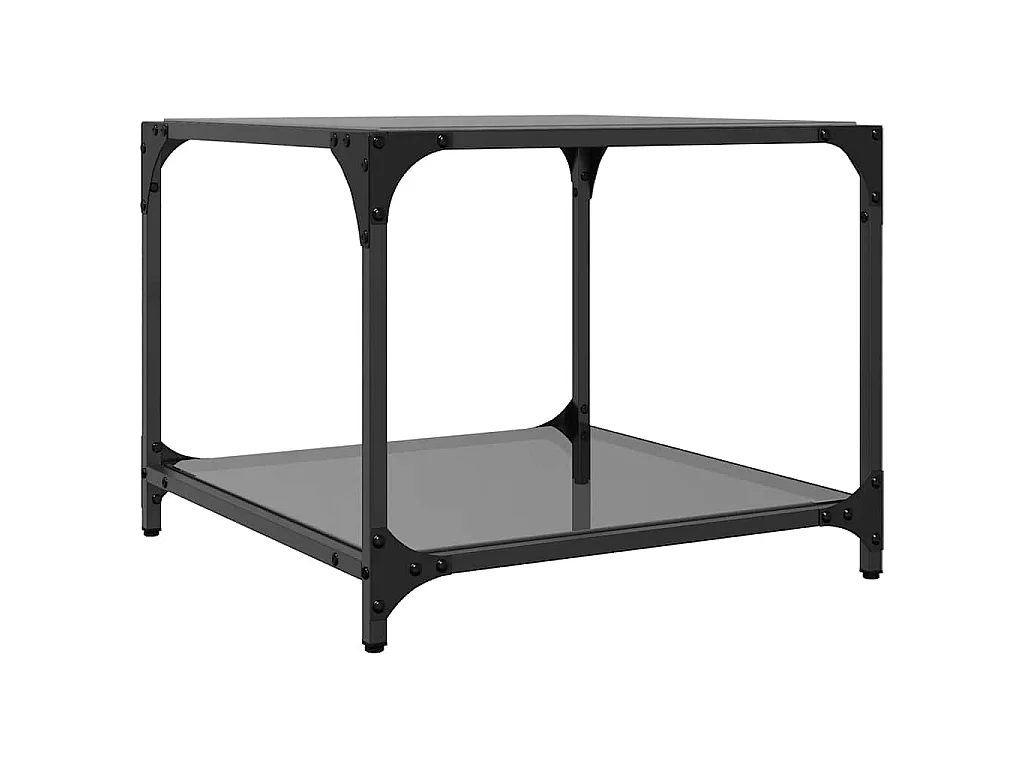 Couchtische mit Glasplatte 2 Stk. Schwarz 50x50x40 cm Stahl
