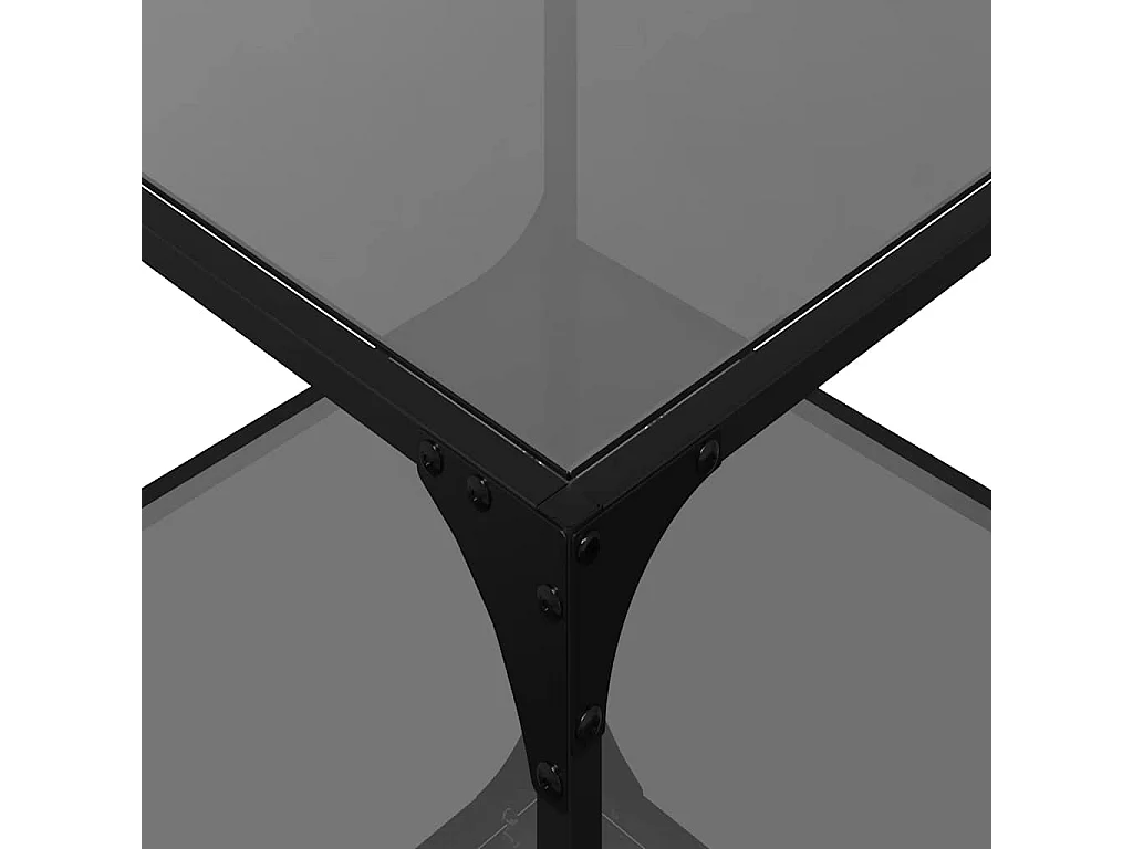 Couchtische mit Glasplatte 2 Stk. Schwarz 50x50x40 cm Stahl