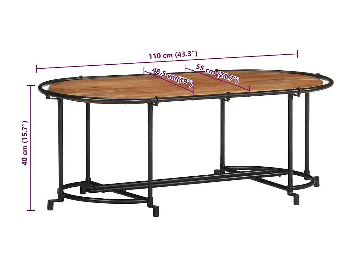 Table basse 110x55x40 cm bois massif d'acacia