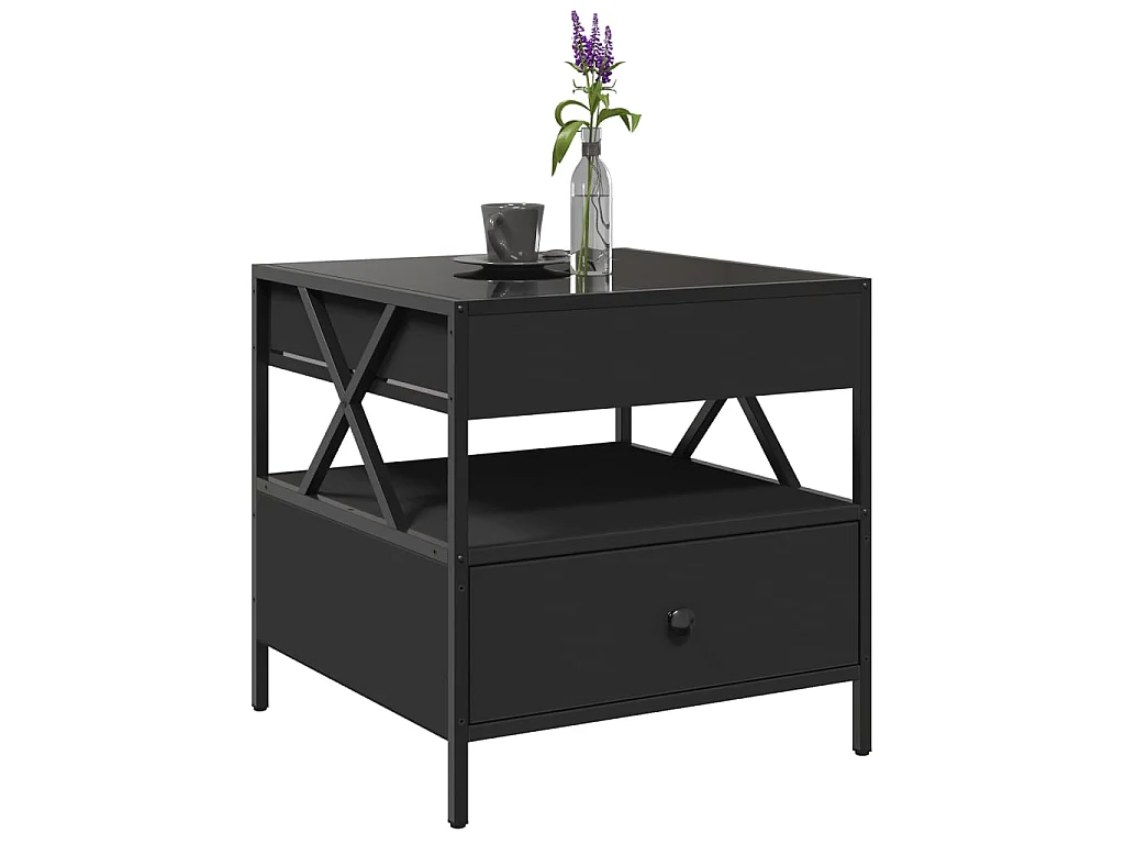 Couchtisch mit Infinity-LED Schwarz 50x50x51 cm