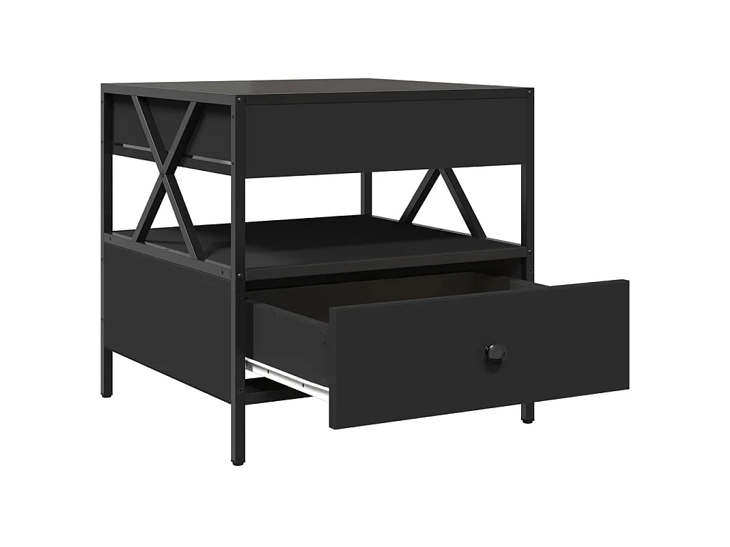 Couchtisch mit Infinity-LED Schwarz 50x50x51 cm