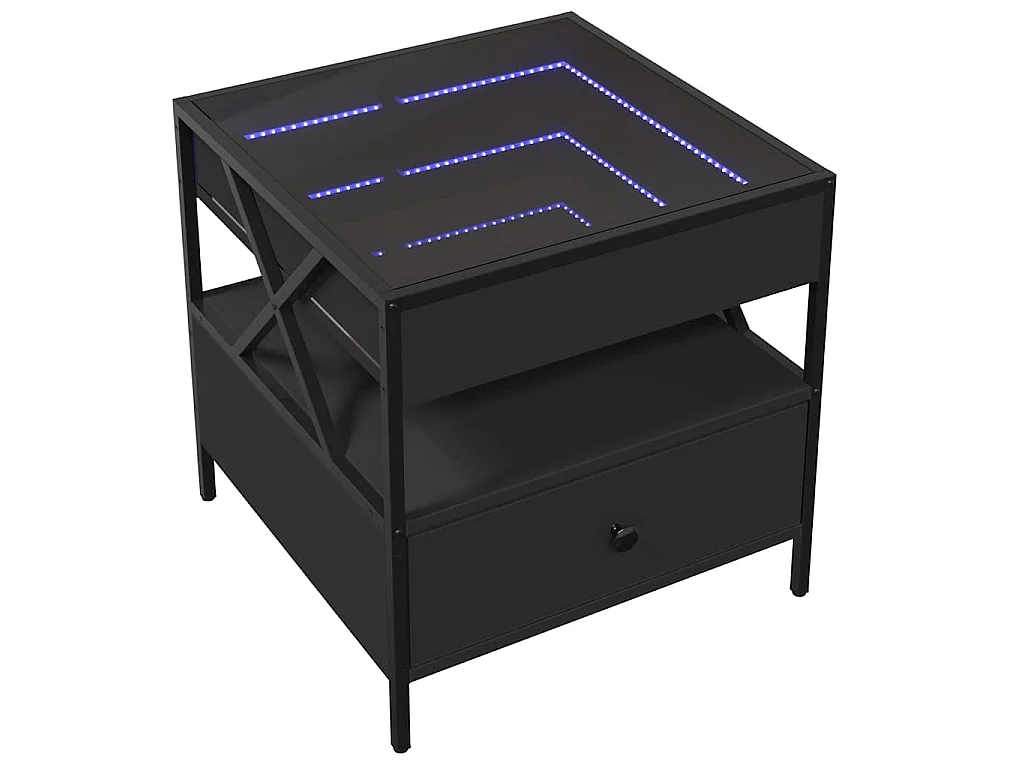 Mesa de centro con Infinity LED negro 50x50x51 cm