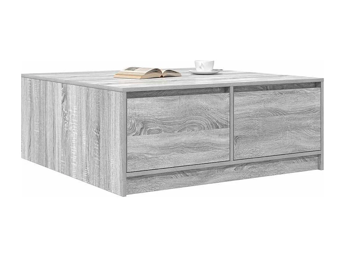 Tavolino da Salotto con Cassetti Grigio Sonoma 100x100x40 cm