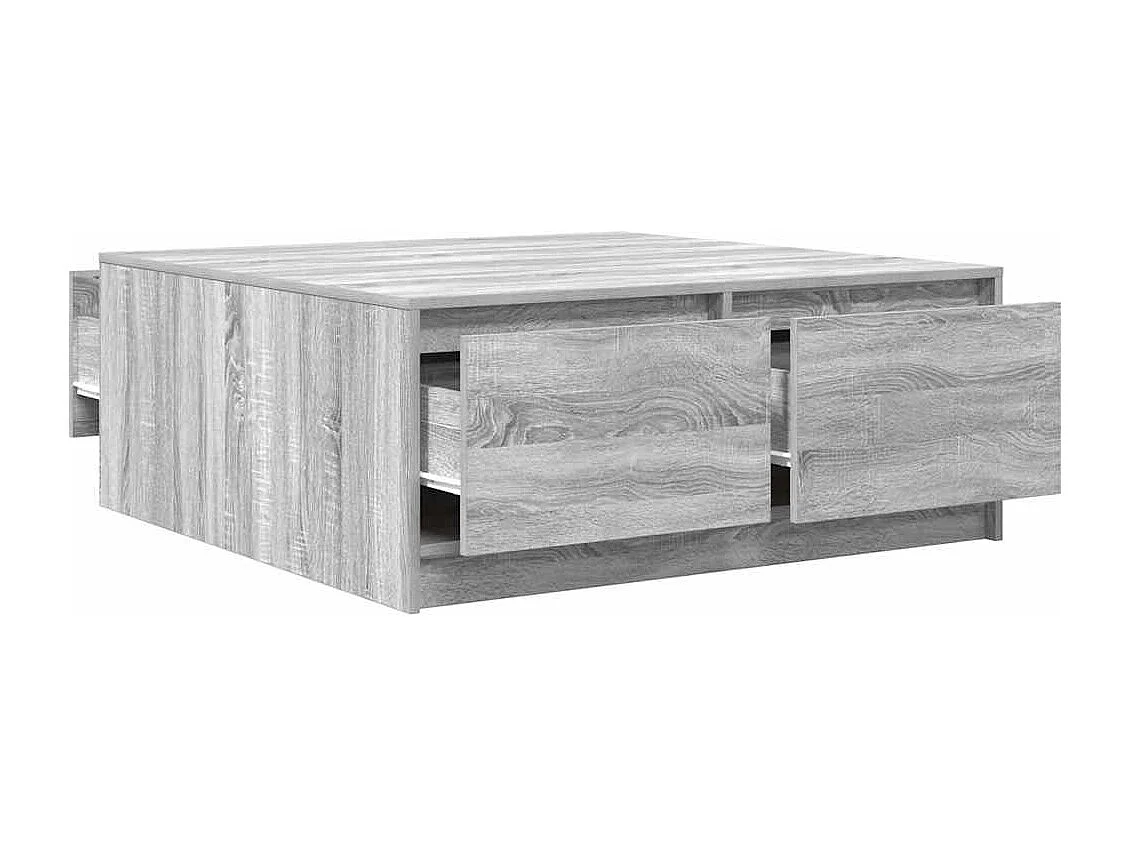 Tavolino da Salotto con Cassetti Grigio Sonoma 100x100x40 cm