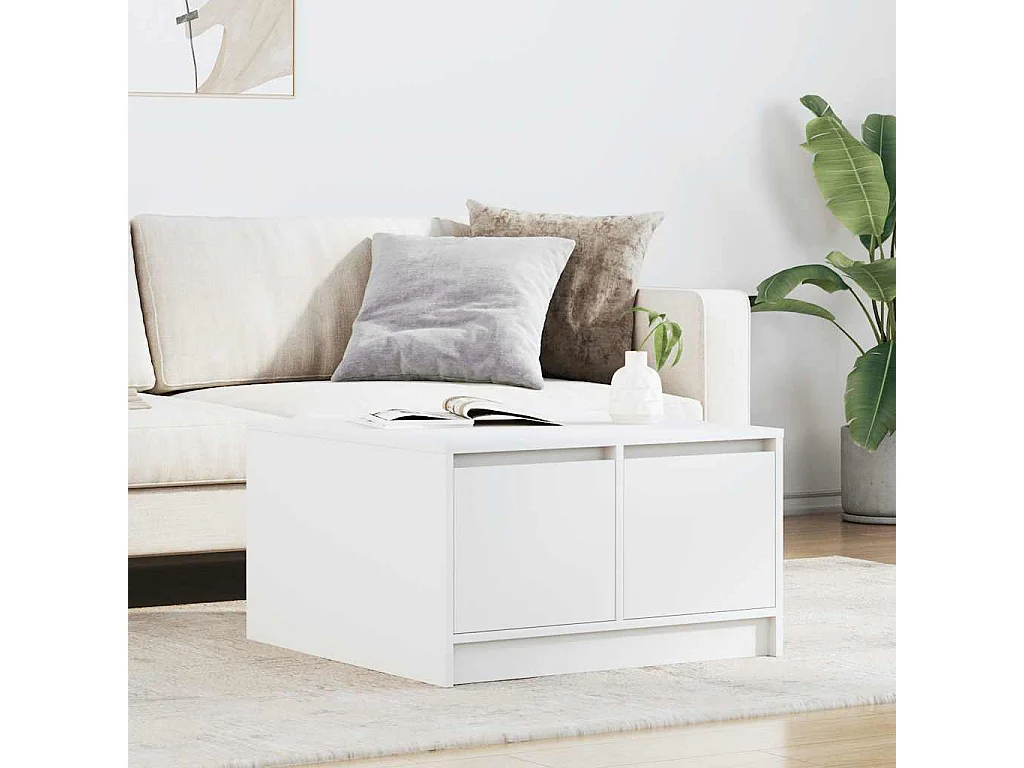 Mesa de centro com gavetas 70,5x70x40 cm branco