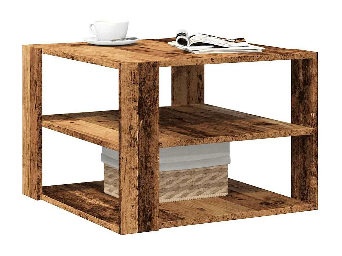Salontafel 58x58x40 cm bewerkt hout oud houtkleurig