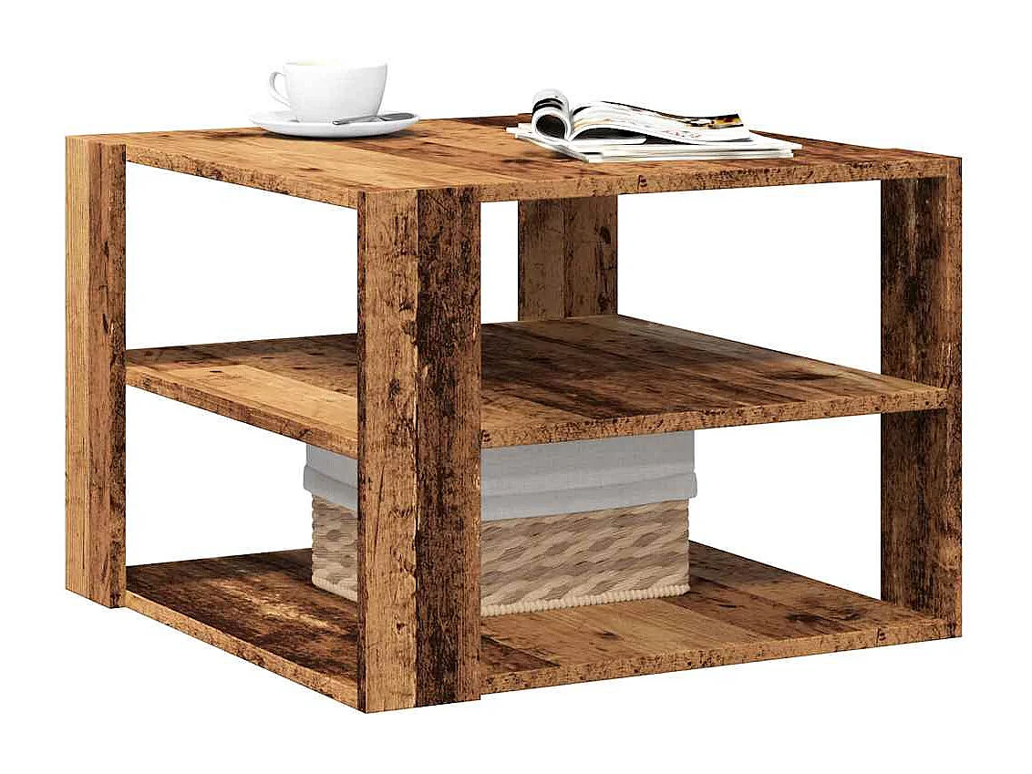 Table basse vieux bois 58x58x40 cm bois d'ingénierie