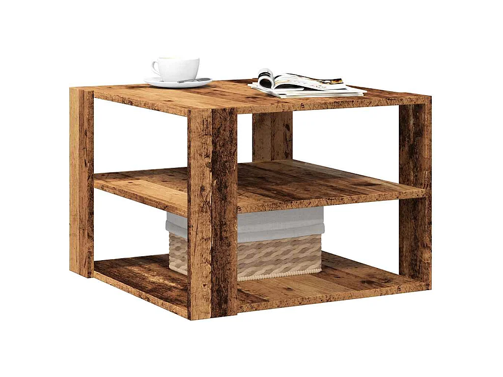 Salontafel 58x58x40 cm bewerkt hout oud houtkleurig