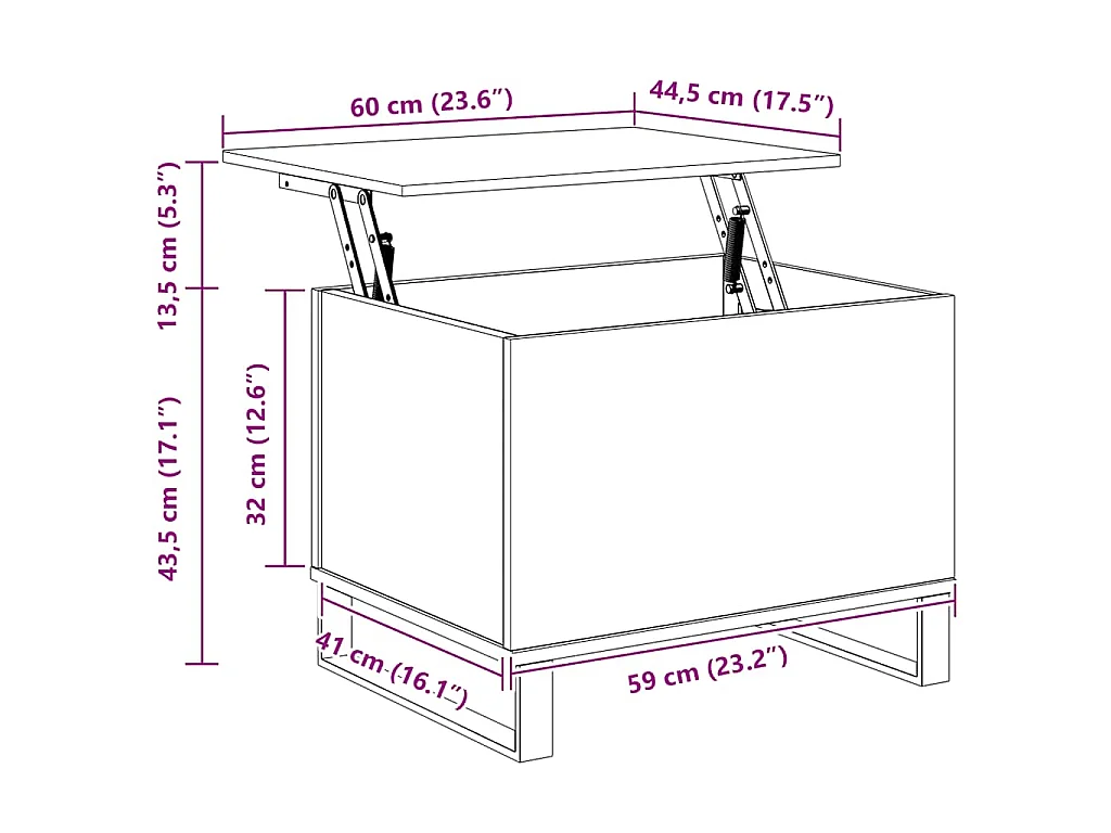 Table basse Sonoma gris 60x44,5x45 cm Bois d'ingénierie