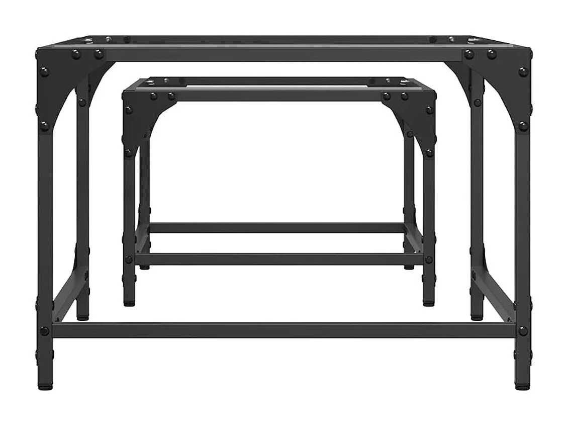 Tables basses gigognes 2 pcs dessus en verre transparent acier