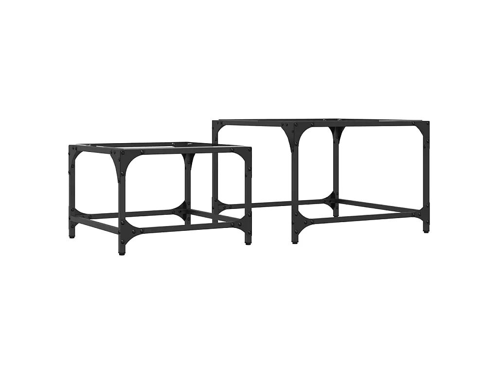 Tables basses gigognes 2 pcs dessus en verre transparent acier