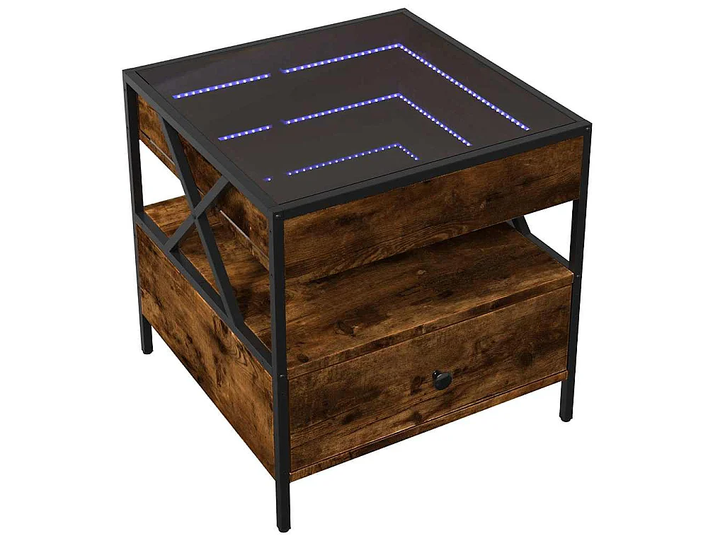 Mesa de centro luzes LED Infinity 50x50x51 cm carvalho fumado