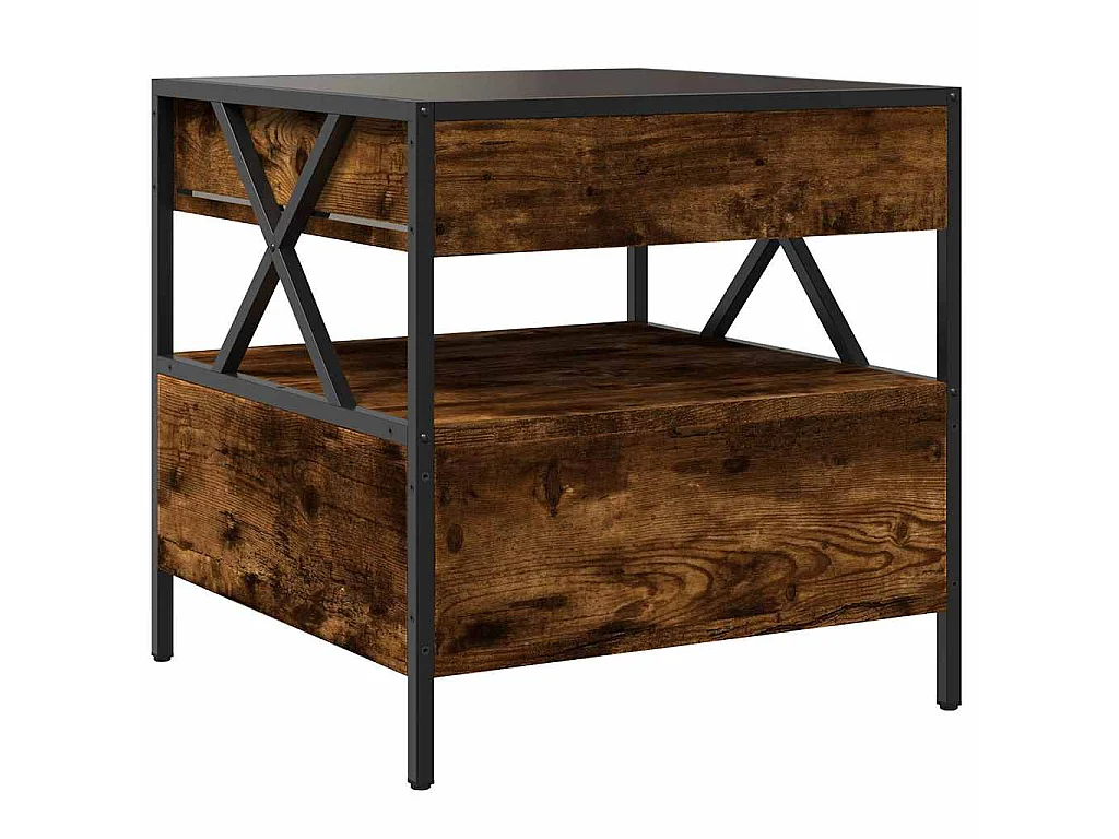 Mesa de centro luzes LED Infinity 50x50x51 cm carvalho fumado