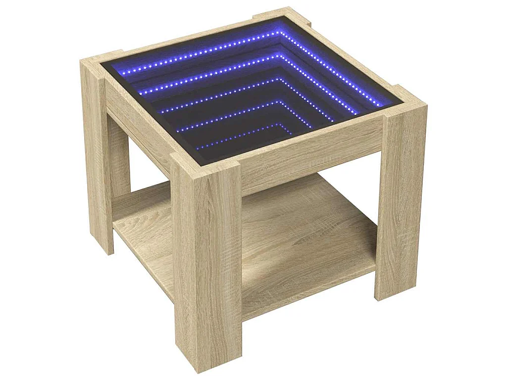 Table basse avec LED chêne sonoma 53x53x45 cm bois d'ingénierie