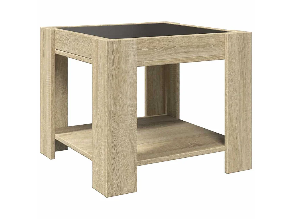 Table basse avec LED chêne sonoma 53x53x45 cm bois d'ingénierie