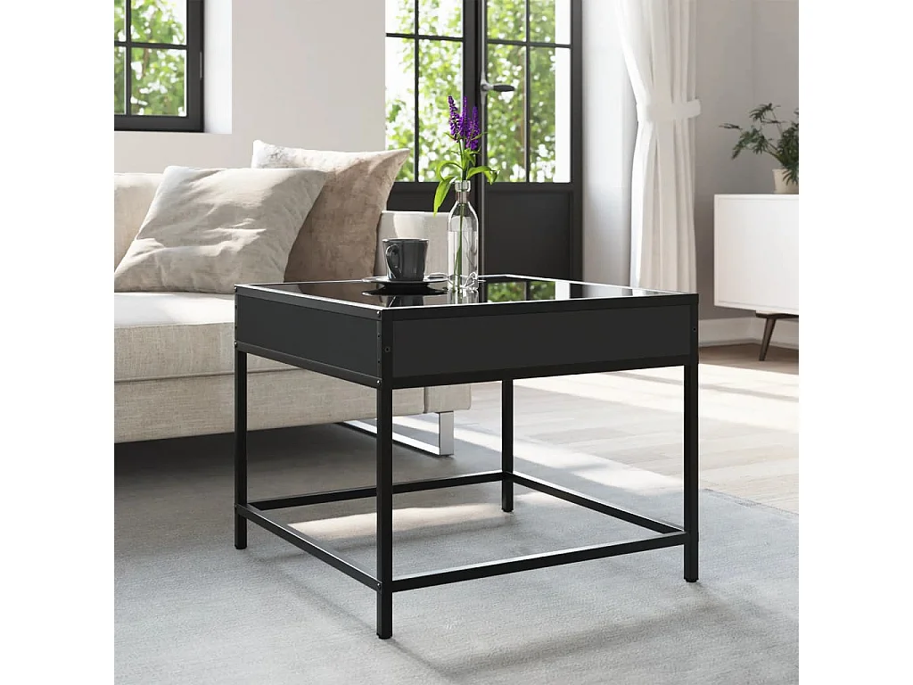 Couchtisch mit Infinity-LED Schwarz 50x50x41 cm