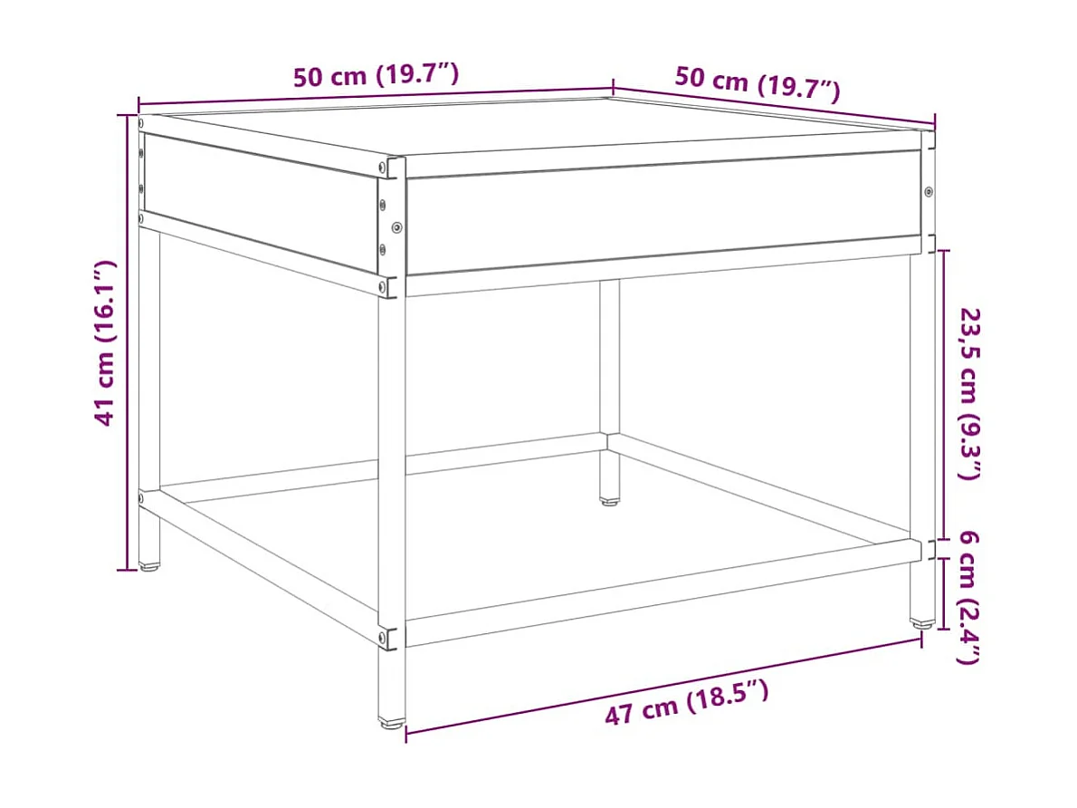 Table basse avec LED Infinity noir 50x50x41 cm