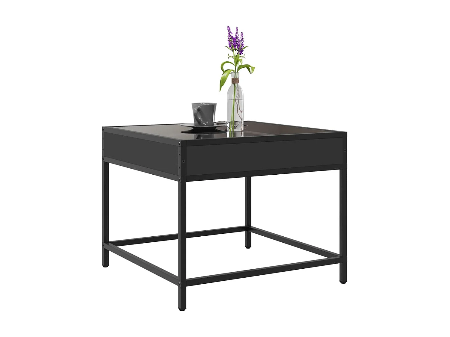 Table basse avec LED Infinity noir 50x50x41 cm