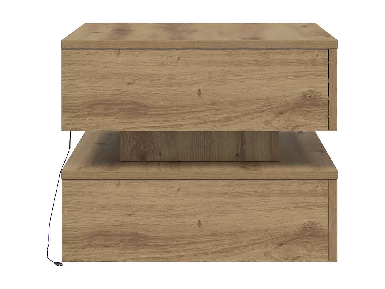 Table basse avec lumières LED chêne artisanal 50x50x40 cm