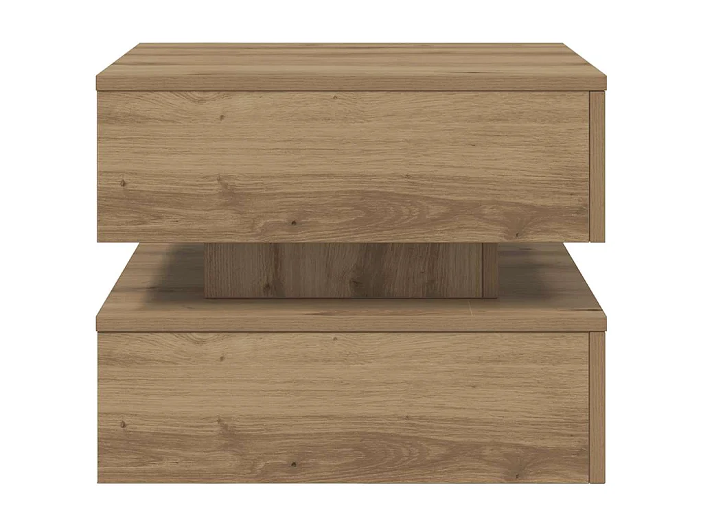 Table basse avec lumières LED chêne artisanal 50x50x40 cm