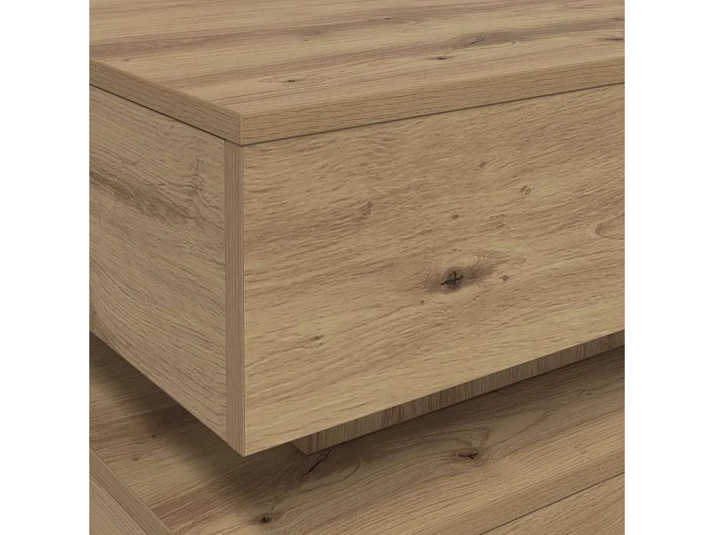 Table basse avec lumières LED chêne artisanal 50x50x40 cm